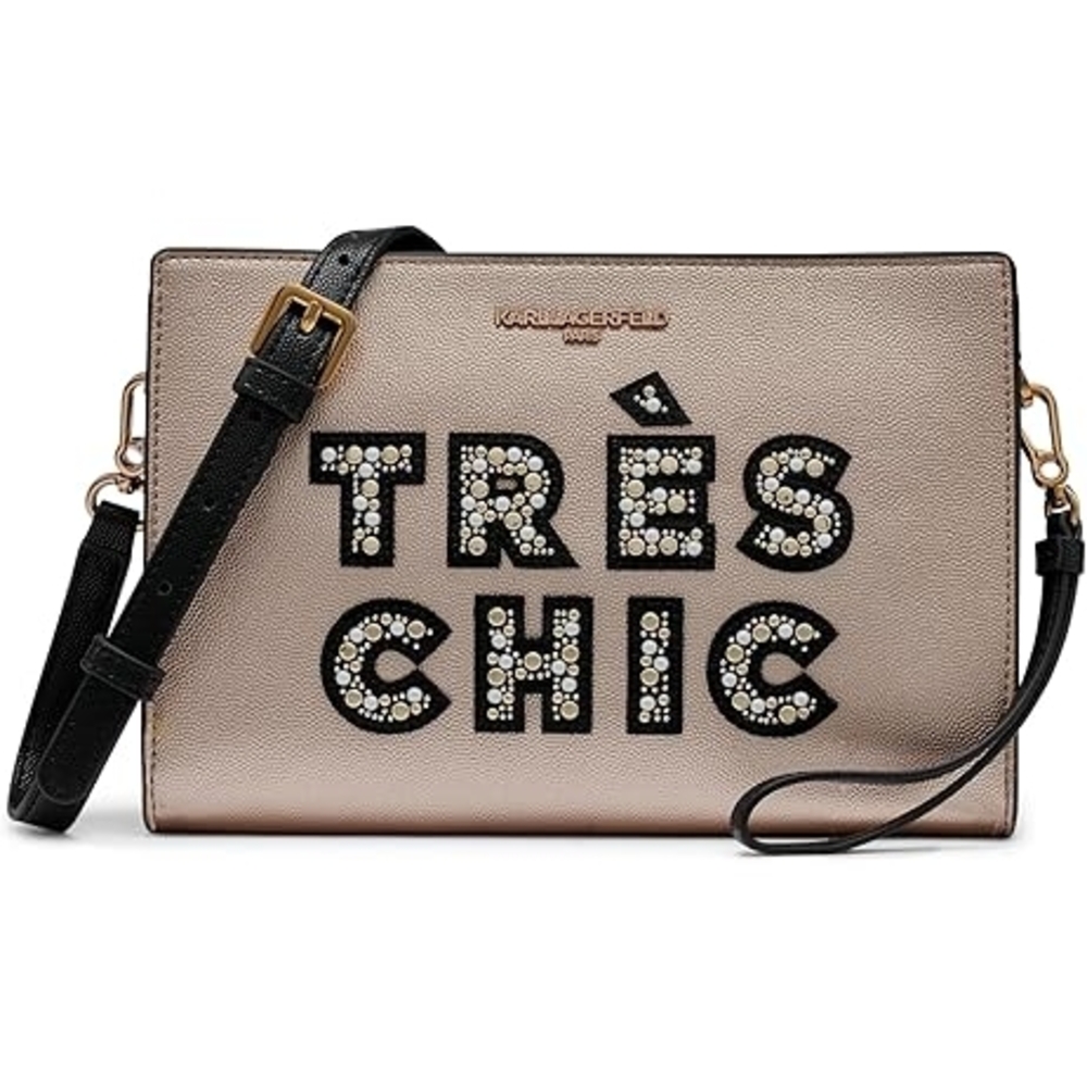 Karl Lagerfeld Paris Très Chic Crystal Convertible Crossbody Bag Clutch Purse